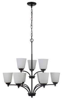 Tyler 9 Light Chandelier in Flat Black (White Glass) (20|50229-FB-WG)