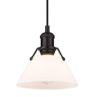 Yep by Golden Lighting Orwell 1-light 8in Pendant in Matte Black and Opal Glass (36|3306-S BLK-OP)