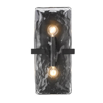 Aenon 2-Light Wall Sconce in Matte Black with Hammered Water Glass Shade (36|3164-WSC BLK-HWG)