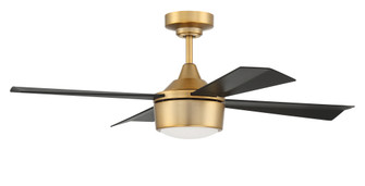 Theo 42'' 4-Blade Indoor/Outdoor (Damp) Ceiling Fan, Satin Brass Finish, Flat Black Blades; Light (20|THO42SB4)