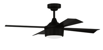 Theo 42'' 4-Blade Indoor/Outdoor (Damp) Ceiling Fan, Flat Black Finish, Flat Black Blades; Light  (20|THO42FB4)