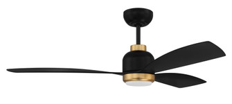 Donovan 52'' 3-Blade Indoor/Outdoor (Damp) Ceiling Fan, Flat Black/Satin Brass finish (20|DVN52FBSB3)