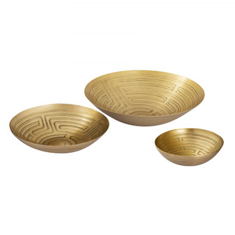 Maze Etched Bowl - Set of 3 Brass (91|H0807-10673/S3)