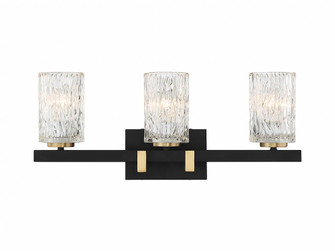 Keene 3-Light Bathroom Vanity Light in Matte Black with Warm Brass Accents (641|V6-L8-3601-3-143)