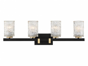 Keene 4-Light Bathroom Vanity Light in Matte Black with Warm Brass Accents (641|V6-L8-3601-4-143)