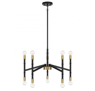 Rossi 10-Light Chandelier in Matte Black with Warm Brass Accents (641|V6-L1-5610-10-143)