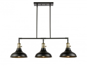 Metro - 3 Light - 38 inch - Black Antique Brass - Stem hung - Island Light (3442|443SW-3I-BAB-M15BK-LED)