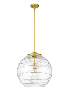 Athens Deco Swirl - 1 Light - 16 inch - Satin Gold - Stem Hung - Pendant (3442|221-1S-SG-G1213-16-BB-95-LED)