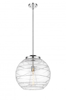 Athens Deco Swirl - 1 Light - 16 inch - Polished Chrome - Stem Hung - Pendant (3442|221-1S-PC-G1213-16-BB-95-LED)