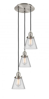 Cone - 3 Light - 13 inch - Brushed Satin Nickel - Cord hung - Multi Pendant (3442|113F-3P-SN-G62)
