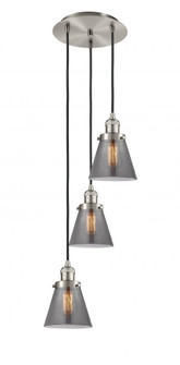 Cone - 3 Light - 13 inch - Brushed Satin Nickel - Cord hung - Multi Pendant (3442|113F-3P-SN-G63)