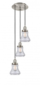 Bellmont - 3 Light - 13 inch - Brushed Satin Nickel - Cord hung - Multi Pendant (3442|113F-3P-SN-G192)