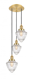 Bullet - 3 Light - 14 inch - Satin Gold - Cord hung - Multi Pendant (3442|113F-3P-SG-G664-7)