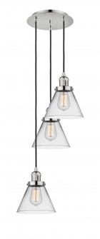 Cone - 3 Light - 14 inch - Polished Nickel - Cord hung - Multi Pendant (3442|113F-3P-PN-G42)