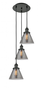 Cone - 3 Light - 14 inch - Matte Black - Cord hung - Multi Pendant (3442|113F-3P-BK-G43)