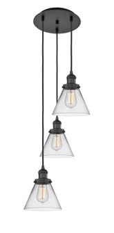 Cone - 3 Light - 14 inch - Matte Black - Cord hung - Multi Pendant (3442|113F-3P-BK-G42)