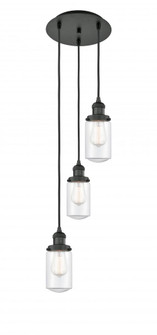 Dover - 3 Light - 11 inch - Matte Black - Cord hung - Multi Pendant (3442|113F-3P-BK-G312)