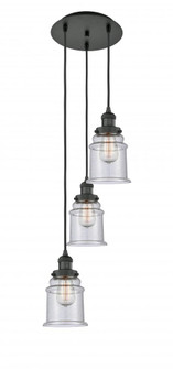 Canton - 3 Light - 13 inch - Matte Black - Cord hung - Multi Pendant (3442|113F-3P-BK-G184)