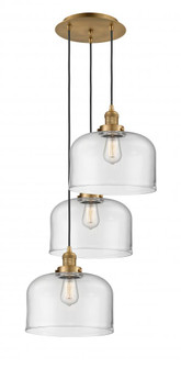 Cone - 3 Light - 18 inch - Brushed Brass - Cord hung - Multi Pendant (3442|113F-3P-BB-G72-L)