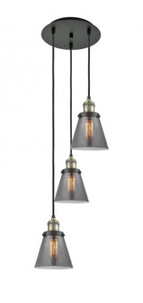 Cone - 3 Light - 13 inch - Black Antique Brass - Cord hung - Multi Pendant (3442|113F-3P-BAB-G63)