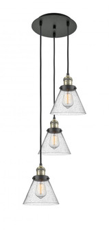 Cone - 3 Light - 14 inch - Black Antique Brass - Cord hung - Multi Pendant (3442|113F-3P-BAB-G44)