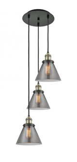 Cone - 3 Light - 14 inch - Black Antique Brass - Cord hung - Multi Pendant (3442|113F-3P-BAB-G43)