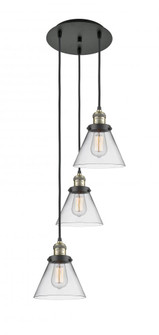 Cone - 3 Light - 14 inch - Black Antique Brass - Cord hung - Multi Pendant (3442|113F-3P-BAB-G42)