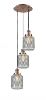 Stanton - 3 Light - 13 inch - Antique Copper - Cord hung - Multi Pendant (3442|113F-3P-AC-G262)