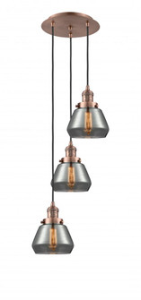Fulton - 3 Light - 14 inch - Antique Copper - Cord hung - Multi Pendant (3442|113F-3P-AC-G173)