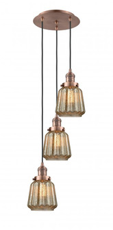 Chatham - 3 Light - 14 inch - Antique Copper - Cord hung - Multi Pendant (3442|113F-3P-AC-G146)