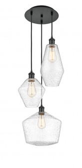 Cindyrella - 3 Light - 17 inch - Matte Black - Cord hung - Multi Pendant (3442|113B-3P-BK-G654-MU)
