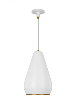 Clasica casual 1-light indoor dimmable small ceiling hanging pendant in matte white finish with aged (7725|TP1141MWTBBS)