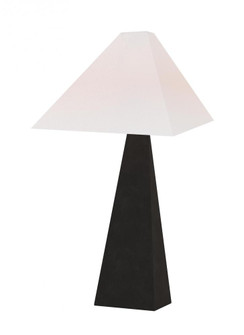 Herrero modern 1-light LED large table lamp in aged iron grey finish with white linen fabric shade (7725|KT1371AI1)