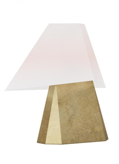 Herrero modern 1-light LED medium table lamp in antique gild rustic gold finish with white linen fab (7725|KT1361ADB1)