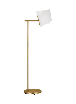 Paerero modern 1-light LED medium task floor lamp in burnished brass gold finish with white paper sh (7725|ET1501BBS1)