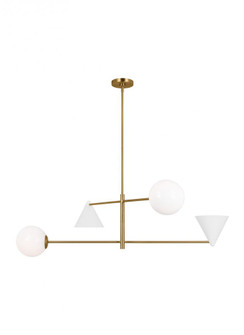 Cosmo mid-century modern 4-light indoor dimmable extra large ceiling chandelier in burnished brass g (7725|AEC1094MWTBBS)