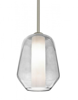 Besa Link Stem Pendant, Clear/Opal, Satin Nickel Finish, 1x60W Medium Base (127|1TT-LINKCL-SN)