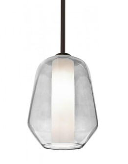Besa Link Stem Pendant, Clear/Opal, Bronze Finish, 1x9W LED (127|1TT-LINKCL-LED-BR)