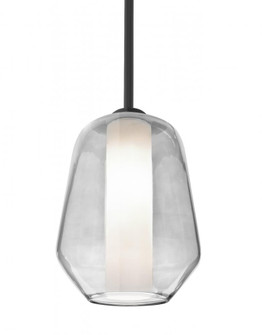 Besa Link Stem Pendant, Clear/Opal, Black Finish, 1x9W LED (127|1TT-LINKCL-LED-BK)