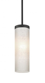 Besa Friz Stem Pendant, White Linen, Black Finish, 1x75W Medium Base (127|1TT-FRIZLN-BK)