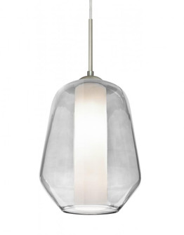 Besa Link Pendant, Clear/Opal, Satin Nickel Finish, 1x9W LED (127|1JT-LINKCL-LED-SN)