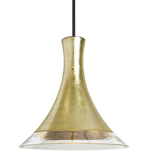 Besa, Rio Stem Pendant, Gold Foil/Clear, Bronze Finish, 1x60W Medium Base (127|1TT-RIOGF-BR)