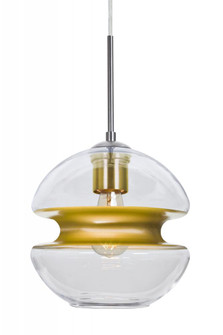 Besa, Hula 8 Cord Pendant, Clear/Gold, Satin Nickel Finish, 1x8W LED Filament (127|1JC-HULA8GD-EDIL-SN)