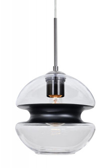 Besa, Hula 8 Cord Pendant, Clear/Black, Satin Nickel Finish, 1x60W Medium Base (127|1JC-HULA8BK-SN)