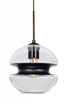 Besa, Hula 8 Cord Pendant, Clear/Black, Bronze Finish, 1x8W LED Filament (127|1JC-HULA8BK-EDIL-BR)