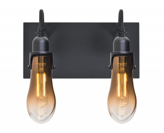 Besa Wish Wall, Amber/Clear, Black, 2x8W LED Filament (127|2WG-WISHAM-EDIL-BK)