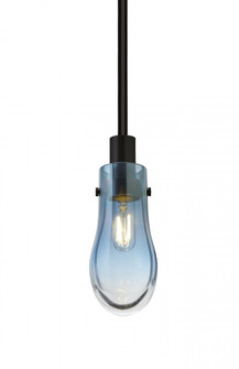 Besa, Wish Stem Pendant, Blue/Clear, Black Finish, 1x40W E12 Base (127|1TT-WISHBL-BK)
