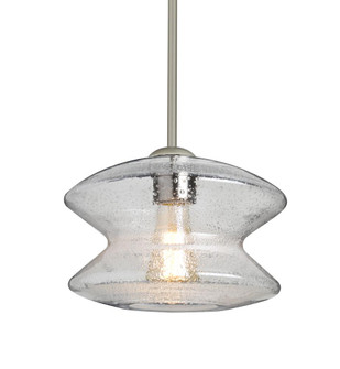 Besa, Zen Stem Pendant, Clear Bubble, Satin Nickel Finish, 1x8W LED Filament (127|1TT-ZENCL-EDIL-SN)