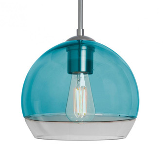 Besa, Ally 8 Cord Pendant, Coral Blue/Clear, Satin Nickel Finish, 1x5W LED Filament (127|1JC-ALLY8BL-EDIL-SN)