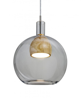 Besa, Benji Cord Pendant, Smoke/Natural, Satin Nickel Finish, 1x9W LED (127|1JC-BENJISMNA-LED-SN)
